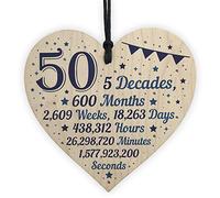RED OCEAN 50th Birthday For Dad Mum Gift For A Friend Handmade Hanging Wooden Heart Plaque