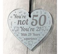 Red Ocean 50th Birthday Novelty Gift Mirrored Acrylic Heart 50th Birthday Gifts For Men And Women