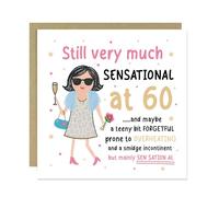RED OCEAN 60th Birthday Card For Friend Mum Nan Auntie SENSATIONAL AT 60 Card For 60th Birthday With Kraft Envelope Funny Her Novelty Women Girls