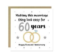 RED OCEAN 60th Wedding Anniversary Card For Husband Wife Couple Diamond Anniversary Card For Husband 60th Wife With Kraft Envelope Included