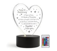 Red Ocean 6th Anniversary LED Plaque For Boyfriend Girlfriend- 6 Years Together- Sixth Anniversary- Present For Women Men- 16 Colour Changing LED