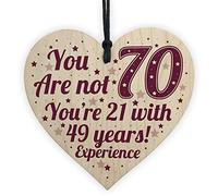 RED OCEAN 70th Birthday Gifts For Women/Men 70th Birthday Card 70th Birthday Decoration Gift For Mum Dad Nan Grandad Wooden Heart