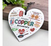Red Ocean 7th Anniversary Plaque Gifts for Wife Husband - Happy Copper Anniversary - I Love You Romantic Acrylic Heart Gift For Women Men, 100x100mm Present For Couples Seventh Wedding Anniversaries