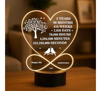 Red Ocean 8th Anniversary For Couple LED Light for Boyfriend Girlfriend Husband Wife 8th Anniversary Romantic Him Her Keepsake