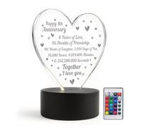 Red Ocean 8th Anniversary LED Plaque For Boyfriend Girlfriend- 8 Years Together- Eighth Anniversary- Present For Women Men- 16 Colour Changing LED