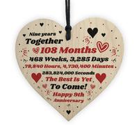 Red Ocean 9Th Anniversary Gift Husband Wife Wedding One Year Mr Mrs Gift Wood Heart