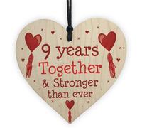 Red Ocean 9Th Anniversary Gift Wood Heart Perfect Gift For Husband And Wife Him Her Keepsake