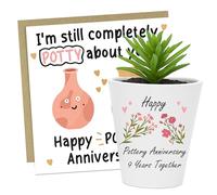 RED OCEAN 9th Set Plant Pot and Card Pottery Anniversary Husband and Wife Gifts 9 Years Together Romantic Present For Partner Couple