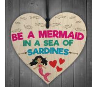 Red Ocean A Mermaid In A Sea Of Sardines Motivational Hanging Heart Sign