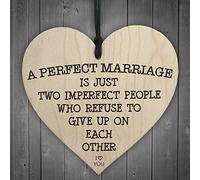 RED OCEAN A Perfect Marriage Is Two Imperfect People Wooden Hanging Heart Plaque Love Sign