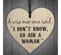 Red Ocean A Wise Man Asks A Woman Novelty Wooden Hanging Heart