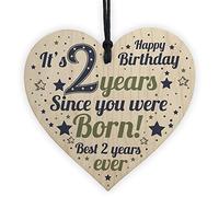 RED OCEAN AGE 2 Birthday Decorations Boy Girl 2nd Birthday Decorations 2ND Birthday Cards Gifts Keepsake Wooden Heart