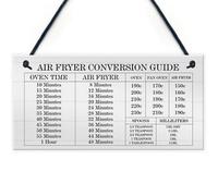 Red Ocean Air Fryer Conversion Guide Cooking Times Temperature Oven Instructions Hanging Kitchen Sign Home Decor Plaque