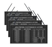 Red Ocean Air Fryer Conversion Sign Cooking Times Temp Oven Kitchen UK Hanging Decor Sign For Kitchen (Pack of 4)