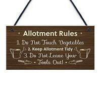 RED OCEAN Allotment Rules Sign Hanging Garden Shed Sign Gift For Family Home Gift For Him