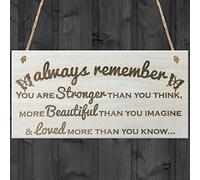 Red Ocean Always Remember Wooden Sign | Inspirational Quote Plaque | Strong Beautiful Loved Gift | Positive Home Decor