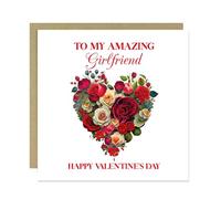 RED OCEAN Amazing Girlfriend Valentines Day Card for Her - Valentines Day Card For Girlfriend - Women Valentines Card - Flower Card - Card From Boyfriend - Romantic Card For Girlfriend