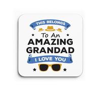 Red Ocean Amazing Grandad Coaster Gift For Father's Day or Birthday Novelty Gift For Grandad From Granddaughter Grandson Funny Coaster Gifts Grandfather Him