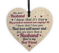 RED OCEAN Anniversary Card Husband Gifts For Him 1st 2nd 3rd 4th Wedding Idea Wooden Heart Keepsake