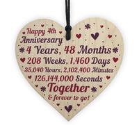 Red Ocean Anniversary Handmade Wooden Heart To Celebrate 4Th Wedding Anniversary Gift For Husband Wife
