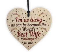 Red Ocean Anniversary Valentines Birthday Gift For Wife From Husband Gift For Women Novelty Handmade Wooden Heart Sign Keepsake