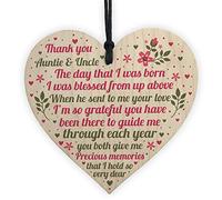 RED OCEAN Auntie And Uncle Gifts For Christmas Wooden Heart Aunt Uncle Gifts THANK YOU Keepsake