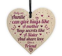 RED OCEAN Auntie Aunty Aunt Sister Wooden Heart Plaque Christmas For Her Birthday