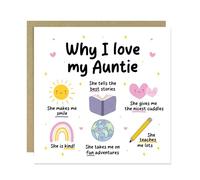 RED OCEAN Auntie Card Why I Love Auntie Card Birthday for Cute for Her Birthday From Niece Nephew With Kraft Envelope Thank You Her