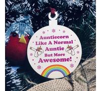 Red Ocean Auntie Gift For Christmas Hanging Wooden Tree Decoration Unicorn Thank You
