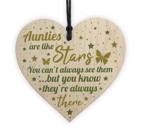 Red Ocean Auntie Gifts For Birthday Christmas Wooden Heart Sister Keepsake Family Plaque THANK YOU Gift
