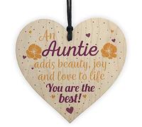 RED OCEAN Auntie Gifts Thank You Sign Wooden Hanging Heart Plaque Birthday Gift For Her Women FRIEND