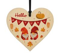Red Ocean Autumn Decor For Home Hanging Wooden Heart Plaque Autumnal Decorations Fall Thanksgiving Decorations For Autumn