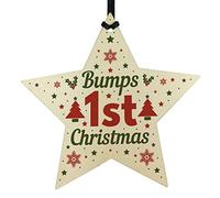 RED OCEAN Baby Bumps First Christmas Tree Decorations Handmade Hanging Wooden Bauble Newborn Baby Shower Mum To Be Gift