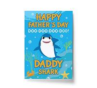 RED OCEAN Baby Cartoon Shark Framed Print Cute Fathers Day Gift For Dad From Daughter Son (A4 Print Only - Fathers Day Daddy Shark)