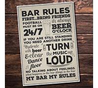 Red Ocean Bar Rules Hanging Plaque Alcohol Beer Pub Plaque Funny Man Cave Sign Birthday Wall Gift