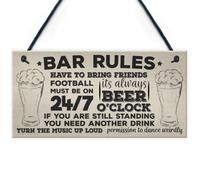 Red Ocean Bar Rules Still Standing Pub Plaque Funny Man Cave Sign Wall Dad Birthday Gift For Him