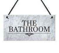 RED OCEAN Bathroom Decor Marble Theme Hanging Bathroom Toilet Sign Home Decor Gift