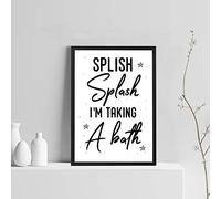 RED OCEAN Bathroom Rules Sign For Toilet Loo Wall Art Bathroom Accessories Home Gift (A4 Print with Black Frame - Splish Splash Bath White)