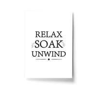 Red Ocean Bathroom Sign For Toilet Loo Funny Framed Print Home Decor Wall Art Gift (A4 Print Only - Black Relax Soak Unwind)