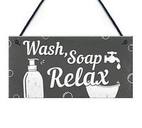 RED OCEAN Bathroom Sign Relax Toilet Loo Hanging Wall Door Modern Shabby Chic Plaque Gift