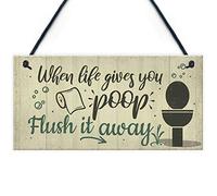 RED OCEAN Bathroom Sign Shabby Chic Funny Poop Toilet Loo Door Sign Home Decor Plaque Gift