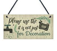 RED OCEAN Bathroom Sign Shabby Chic Funny Toilet Sink Loo Hanging Wall Door Plaque Gift
