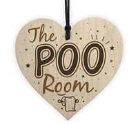 RED OCEAN Bathroom Toilet Sign The Poo Room Funny Chic Wooden Heart Hanging Door Loo Plaque Home Decor
