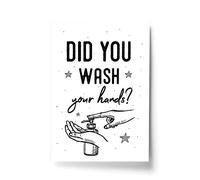 RED OCEAN Bathroom Wall Art: 'Did You Wash Your Hands' A4 Print, Framed, Contemporary Style, Unisex, Black, Rectangular Poster for Bathroom