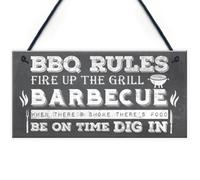 Red Ocean Bbq Barbecue Rules Garden Wall Plaque Pub Bar Home Sign Man Cave Friendship Gift For Him