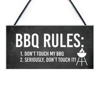 Red Ocean Bbq Rules Sign Hanging Door Wall Shed Sign Garden Sign For Outdoor Men Gift