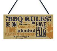 RED OCEAN BBQ Rules Wall Plaque Garden Shed Kitchen Pub Barbecue Alcohol Sign Friendship Man Cave Gift For Him