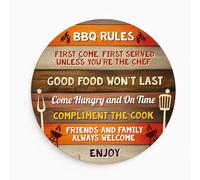 Red Ocean BBQ Sign For Garden Acrylic BBQ Rules Signs For Home Outside Decor Garden Shed Garage Man Cave Signs Gift Men Plaque Hanging Sign
