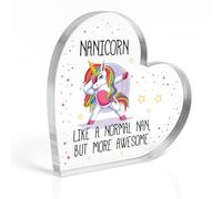 Red Ocean Beautiful For Nan Heart Acrylic Plaque Nanicorn AWESOME NAN Thank You for Nans Birthday Christmas From Granddaughter Grandson