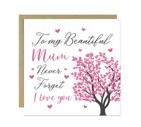 RED OCEAN Beautiful Mum Greetings Card For Birthday Christmas Mothers Day Mum Card From Daughter Son 145x145mm With Kraft Envelope